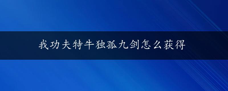 我功夫特牛独孤九剑怎么获得