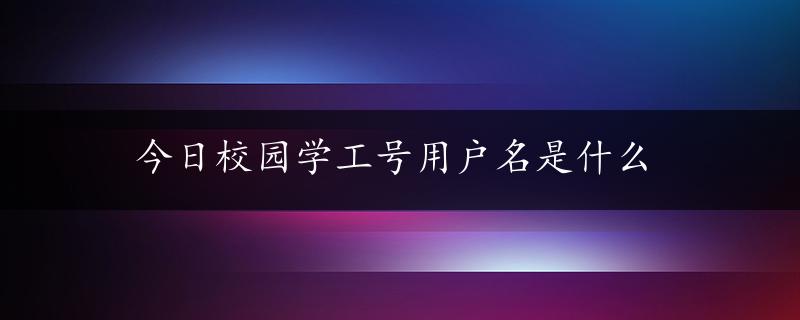 今日校园学工号用户名是什么