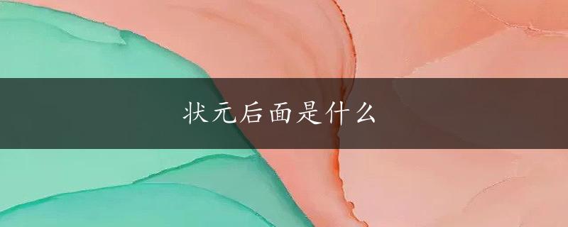 状元后面是什么