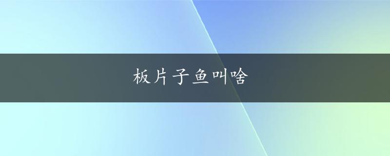 板片子鱼叫啥