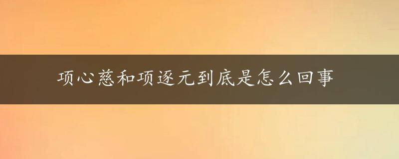 项心慈和项逐元到底是怎么回事