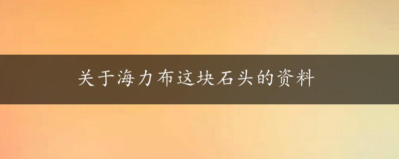 关于海力布这块石头的资料