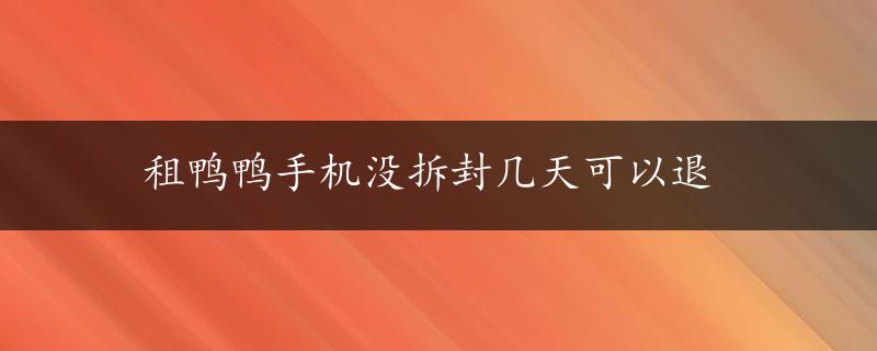 租鸭鸭手机没拆封几天可以退