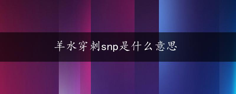 羊水穿刺snp是什么意思