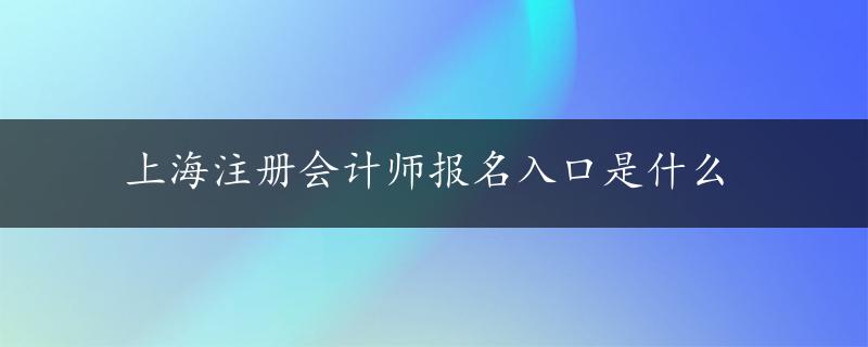 上海注册会计师报名入口是什么