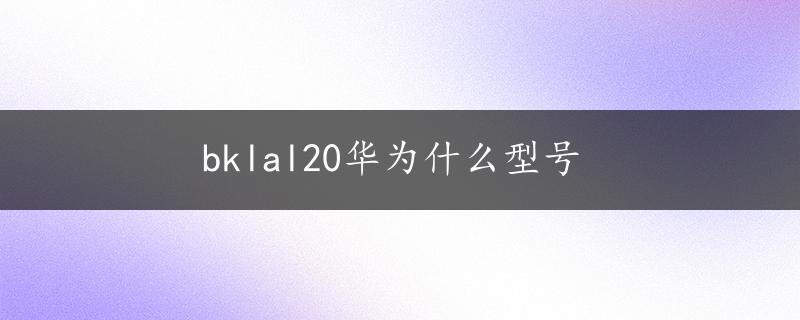 bklal20华为什么型号