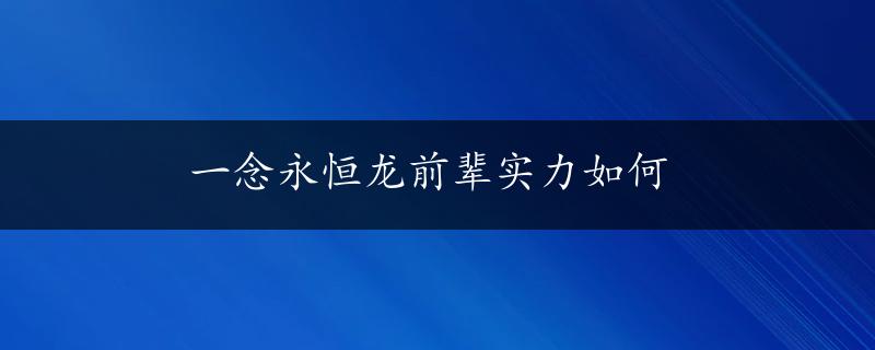 一念永恒龙前辈实力如何