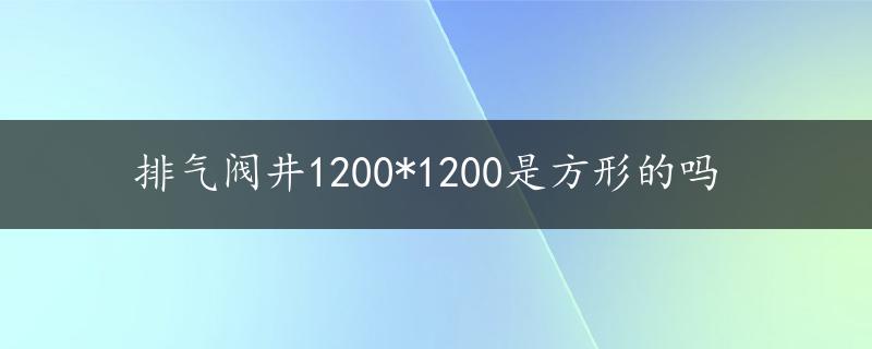 排气阀井1200*1200是方形的吗