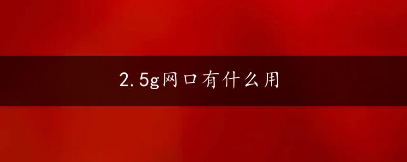 2.5g网口有什么用