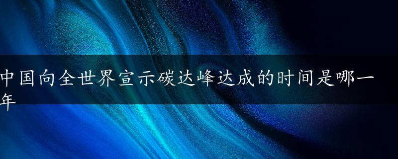 中国向全世界宣示碳达峰达成的时间是哪一年