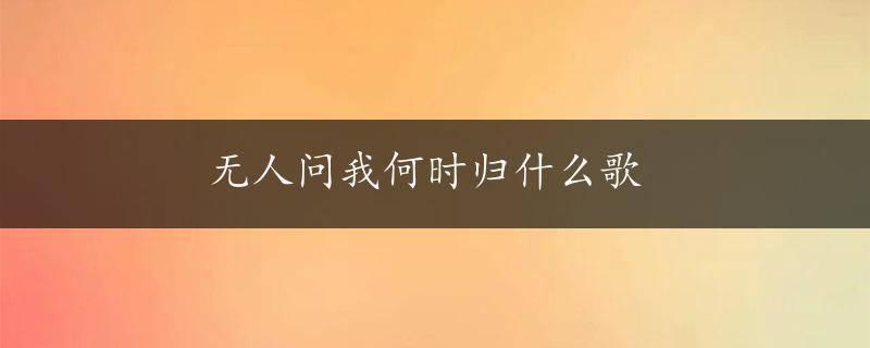 无人问我何时归什么歌