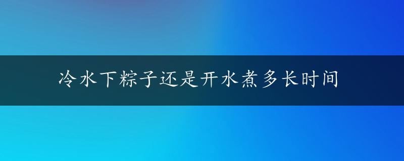 冷水下粽子还是开水煮多长时间