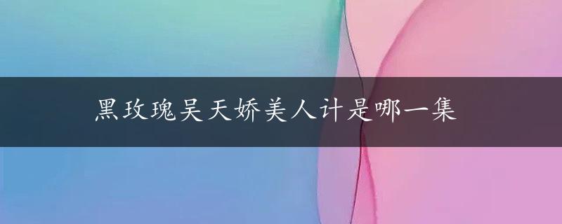 黑玫瑰吴天娇美人计是哪一集