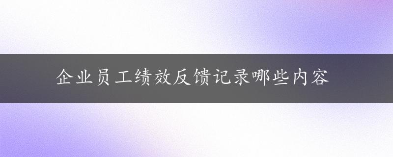 企业员工绩效反馈记录哪些内容