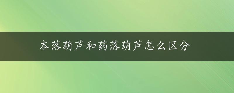 本落葫芦和药落葫芦怎么区分