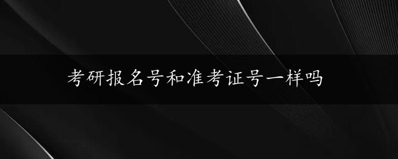 考研报名号和准考证号一样吗