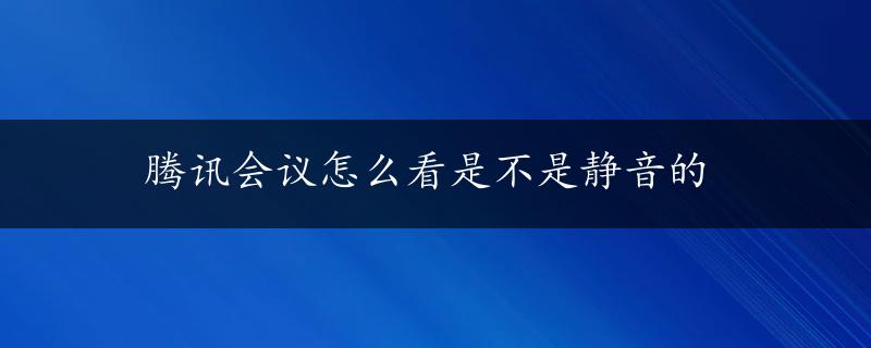 腾讯会议怎么看是不是静音的