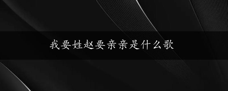 我要姓赵要亲亲是什么歌