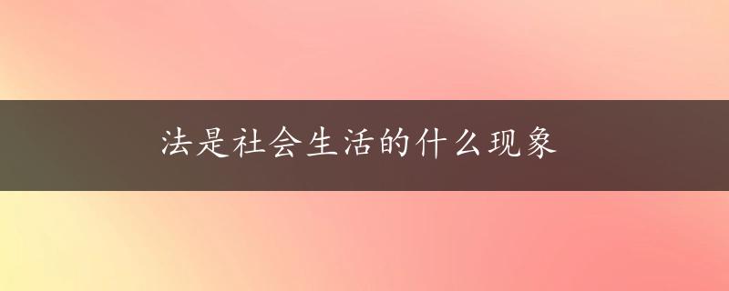 法是社会生活的什么现象