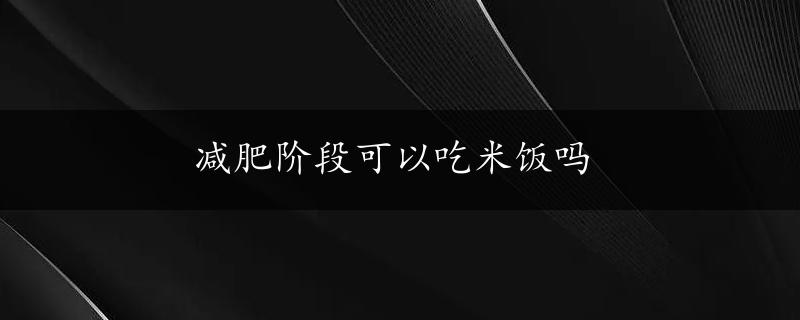 减肥阶段可以吃米饭吗