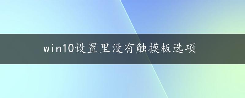 win10设置里没有触摸板选项