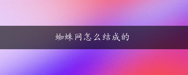 蜘蛛网怎么结成的