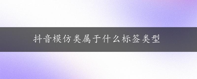 抖音模仿类属于什么标签类型