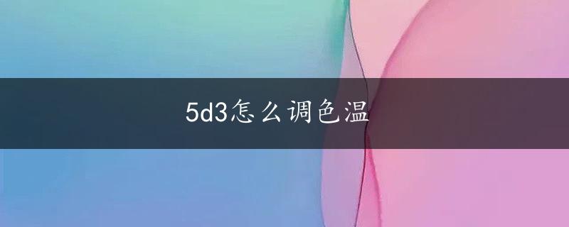 5d3怎么调色温