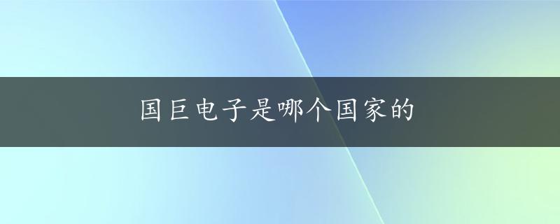 国巨电子是哪个国家的