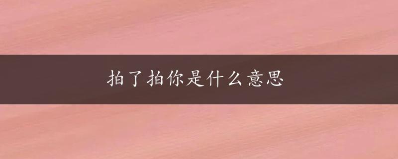 拍了拍你是什么意思