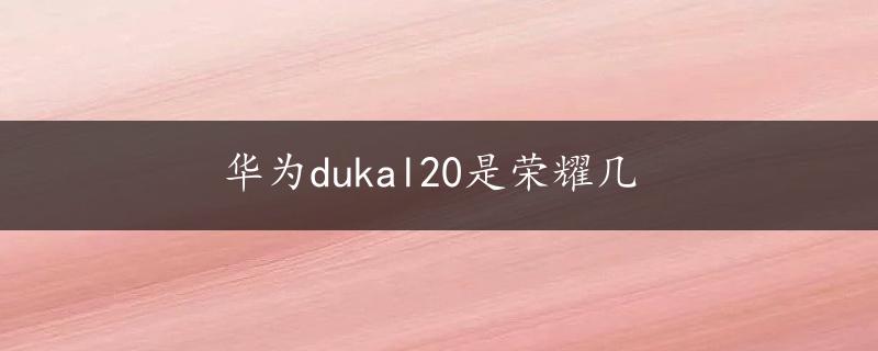 华为dukal20是荣耀几