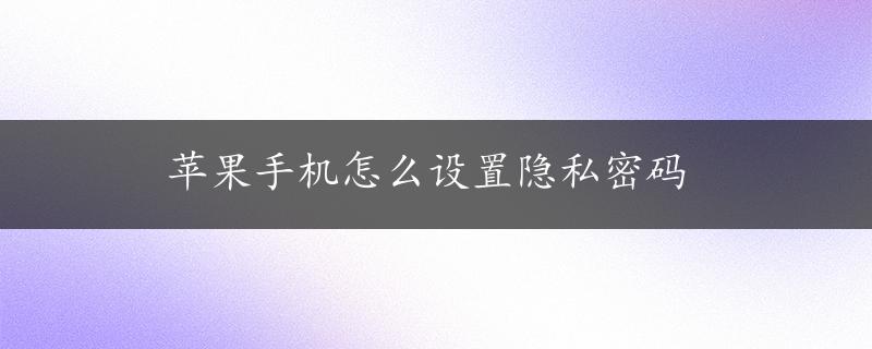 苹果手机怎么设置隐私密码