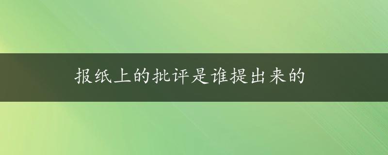 报纸上的批评是谁提出来的