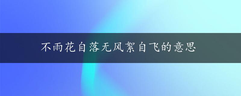 不雨花自落无风絮自飞的意思