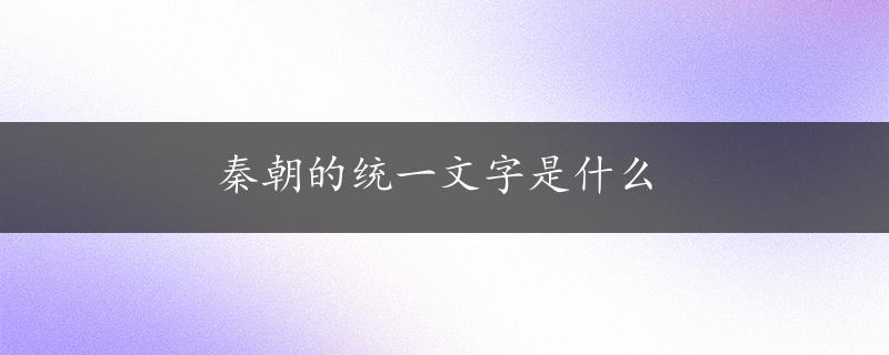 秦朝的统一文字是什么