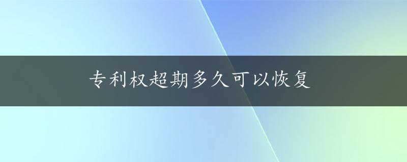 专利权超期多久可以恢复