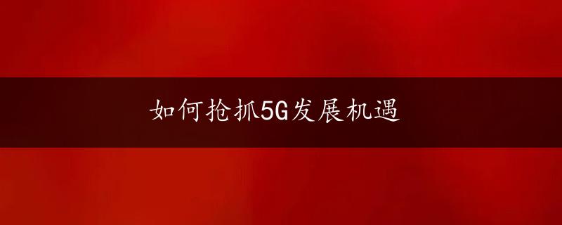 如何抢抓5G发展机遇