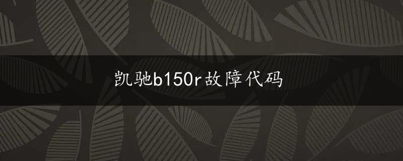 凯驰b150r故障代码