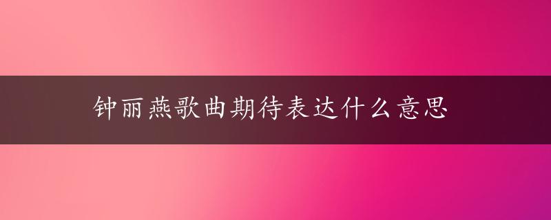 钟丽燕歌曲期待表达什么意思