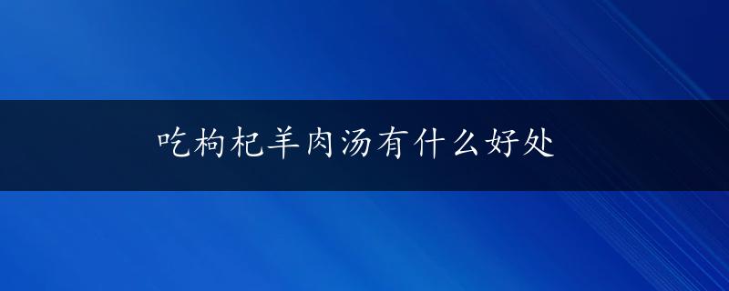 吃枸杞羊肉汤有什么好处