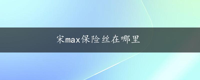 宋max保险丝在哪里