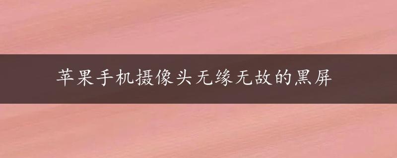 苹果手机摄像头无缘无故的黑屏