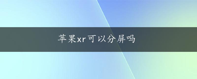 苹果xr可以分屏吗