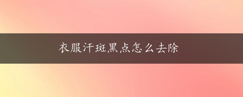 衣服汗斑黑点怎么去除