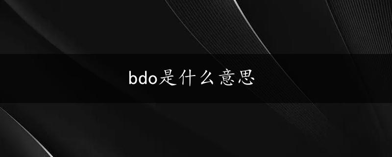 bdo是什么意思