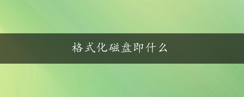 格式化磁盘即什么