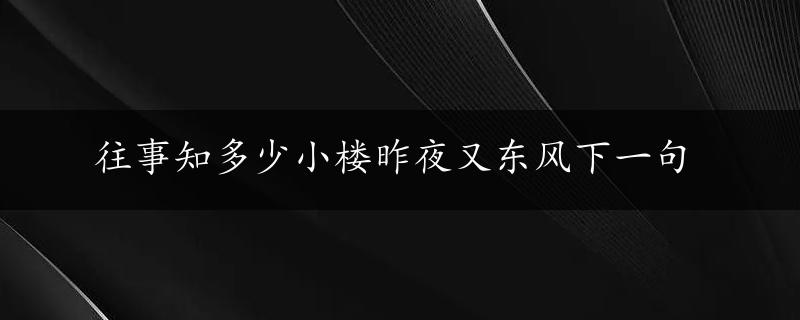 往事知多少小楼昨夜又东风下一句