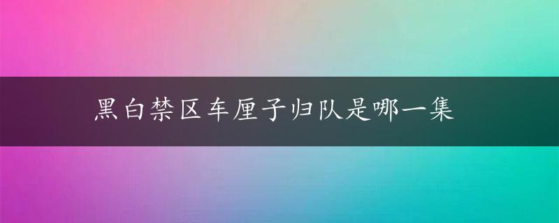 黑白禁区车厘子归队是哪一集