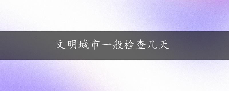 文明城市一般检查几天