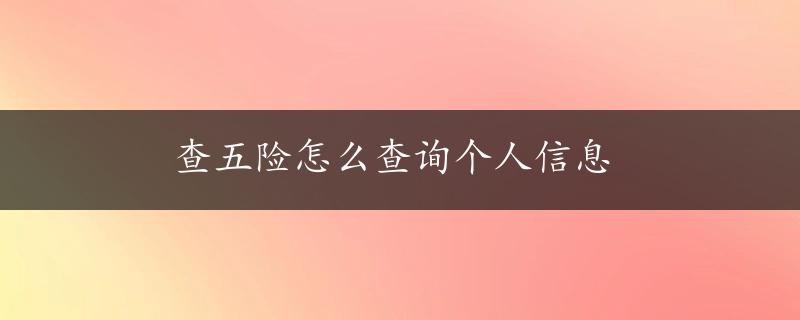 查五险怎么查询个人信息